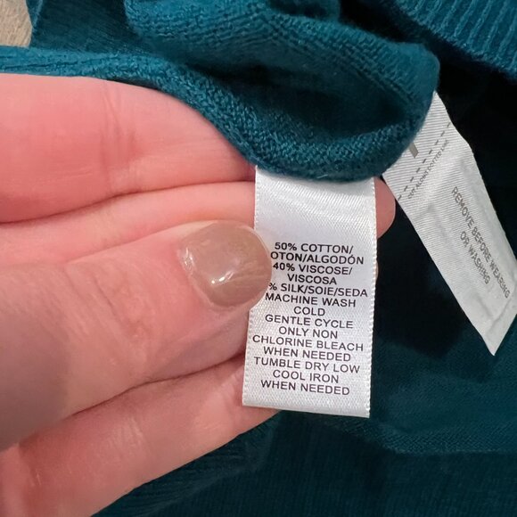 NWT Ann Taylor LOFT Green Teal Short Sleeve Knit Top Blouse Size Small - Picture 5 of 6